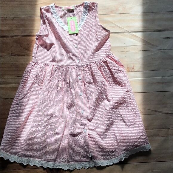 New Sophie & Sam Red Seersucker Dress - 10 - Picture 1 of 8